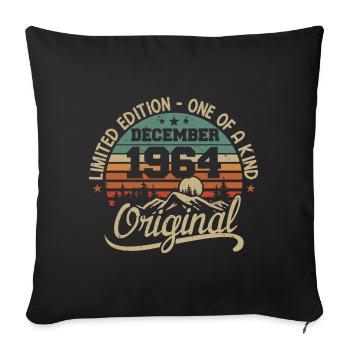 Original 61st Birthday Gift, December 1964 - Sofa pillowcase 17,3'' x 17,3'' (45 x 45 cm) - black - Front