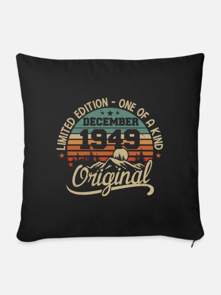 Originalgeschenk zum 76. Jubiläum, Dezember 1949 - Sofakissenbezug 45 x 45 cm - Schwarz