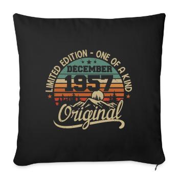 Original Cadeau Anniversaire 68 ans, Décembre 1957 - Housse de coussin décorative 45 x 45 cm - noir - Devant