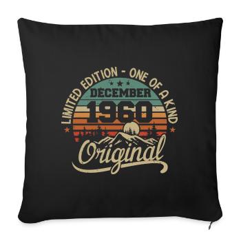 Original Cadeau Anniversaire 65 ans, Décembre 1960 - Housse de coussin décorative 45 x 45 cm - noir - Devant
