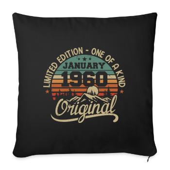 Janvier 1960 I Anniversaire Nées En Janvier 1960 - Housse de coussin décorative 45 x 45 cm - noir - Devant