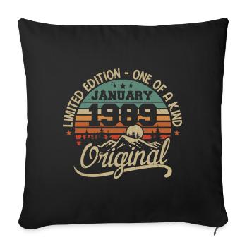 January 1989 I Birthdays born in January 1989 - Sofa pillowcase 17,3'' x 17,3'' (45 x 45 cm) - black - Front