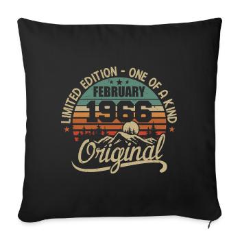 Né En Février 1966 Cadeau Millésime - Février 1966 - Housse de coussin décorative 45 x 45 cm - noir - Devant