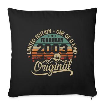 Né En Février 2003 Cadeau Millésime - Février 2003 - Housse de coussin décorative 45 x 45 cm - noir - Devant
