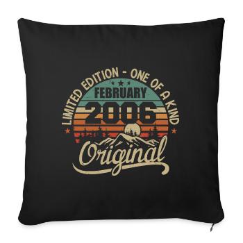 Born In February 2006 Vintage Gift - February 2006 - Sofa pillowcase 17,3'' x 17,3'' (45 x 45 cm) - black - Front