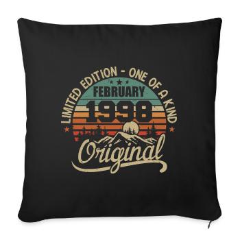 Né En Février 1998 Cadeau Millésime - Février 1998 - Housse de coussin décorative 45 x 45 cm - noir - Devant