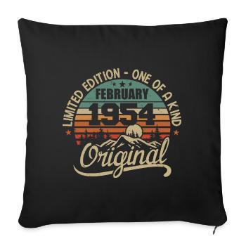Born In February 1954 Vintage Gift - February 1954 - Sofa pillowcase 17,3'' x 17,3'' (45 x 45 cm) - black - Front
