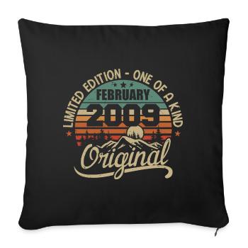 Né En Février 2009 Cadeau Millésime - Février 2009 - Housse de coussin décorative 45 x 45 cm - noir - Devant