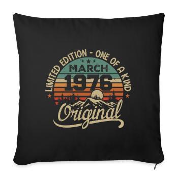 Original März 1976 Geburtstagsgeschenk März 1976 - Sofakissenbezug 45 x 45 cm - Schwarz - Vorne