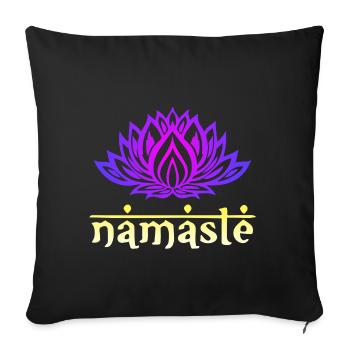 Namaste fleur de lotus - Housse de coussin décorative 45 x 45 cm - noir - Devant