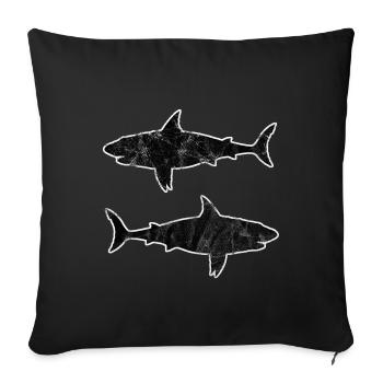 T-shirt requin. Chemise de plongée avec le grand requin blanc. - Housse de coussin décorative 45 x 45 cm - noir - Devant