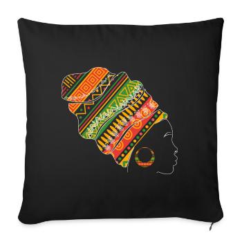 African Woman Kente Headgear Art - Sofa pillowcase 17,3'' x 17,3'' (45 x 45 cm) - black - Front