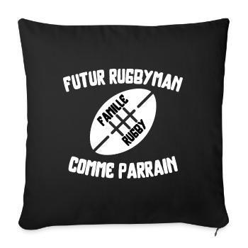 Future rugby player as godfather - Sofa pillowcase 17,3'' x 17,3'' (45 x 45 cm) - black - Front