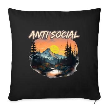 Antisozial Wandern Wanderung für eine Wanderer - Sofakissenbezug 45 x 45 cm - Schwarz - Vorne
