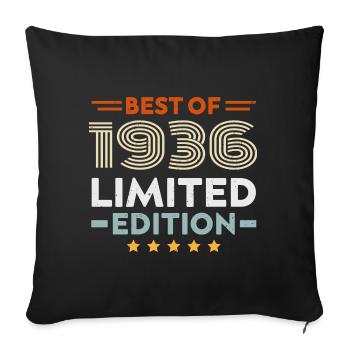 Retro 1936 Vintage Cadeau 88e Anniversaire 88 Ans - Housse de coussin décorative 45 x 45 cm - noir - Devant