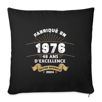 Made in 1976 48 Years of Original Excellence - Sofa pillowcase 17,3'' x 17,3'' (45 x 45 cm) - black - Front