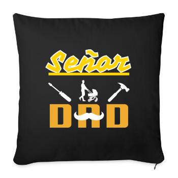 Señor Dad White Mustache - Sofakissenbezug 45 x 45 cm - Schwarz - Vorne