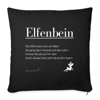 Elfenbein - weiße Schrift - Sofakissenbezug 45 x 45 cm - Schwarz - Vorne