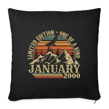January 2000 - January 2000 Birthday Gift - Sofa pillowcase 17,3'' x 17,3'' (45 x 45 cm) - black - Front