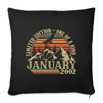 Janvier 2002 - Cadeau Anniversaire Janvier 2002 - Housse de coussin décorative 45 x 45 cm - noir - Devant