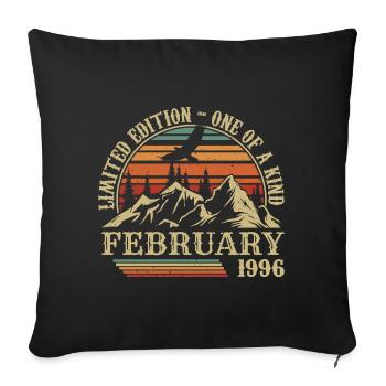February 1996 Retro Born February 1996 Birthday - Sofa pillowcase 17,3'' x 17,3'' (45 x 45 cm) - black - Front