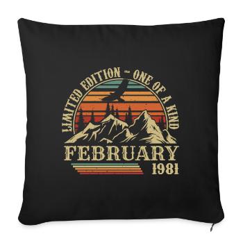 February 1981 Retro Born February 1981 Birthday - Sofa pillowcase 17,3'' x 17,3'' (45 x 45 cm) - black - Front