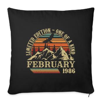 Février 1986 Rétro Né en Février 1986 Anniversaire - Housse de coussin décorative 45 x 45 cm - noir - Devant