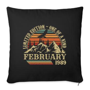 February 1989 Retro Born February 1989 Birthday - Sofa pillowcase 17,3'' x 17,3'' (45 x 45 cm) - black - Front