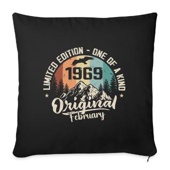 February 1969 - February 1969 Gift - Sofa pillowcase 17,3'' x 17,3'' (45 x 45 cm) - black - Front