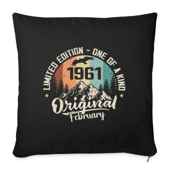 February 1961 - Cadeau Février 1961 - Housse de coussin décorative 45 x 45 cm - noir - Devant
