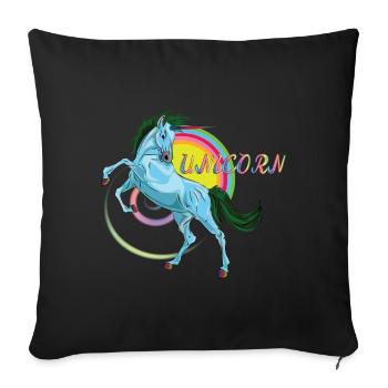 Blue unicorn, the legendary mythical animal - Sofa pillowcase 17,3'' x 17,3'' (45 x 45 cm) - black - Front