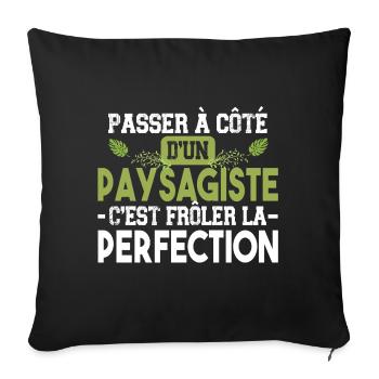 Paysagiste élagueur jardin métier arbuste cadeau - Housse de coussin décorative 45 x 45 cm - noir - Devant