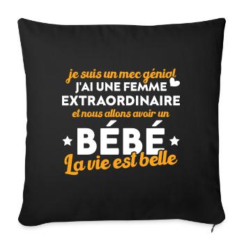 Je suis un mec génial j'ai une femme extraordinair - Housse de coussin décorative 45 x 45 cm - noir - Devant