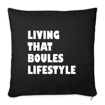 Boules Boccia Petanque Style de vie Dicton - Housse de coussin décorative 45 x 45 cm - noir - Devant