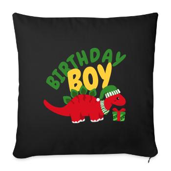 Noël Décembre Dinosaure Anniversaire Garçon - Housse de coussin décorative 45 x 45 cm - noir - Devant