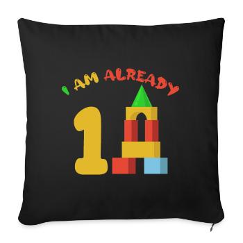 J’ai déjà 1 ans 1ème anniversaire - Housse de coussin décorative 45 x 45 cm - noir - Devant