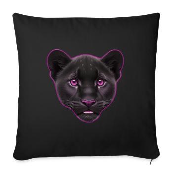 Pink Baby Panther | Baby Panther Head - Sofa pillowcase 17,3'' x 17,3'' (45 x 45 cm) - black - Front
