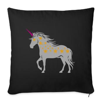 Unicorn with stars | Colors changeable - Sofa pillowcase 17,3'' x 17,3'' (45 x 45 cm) - black - Front