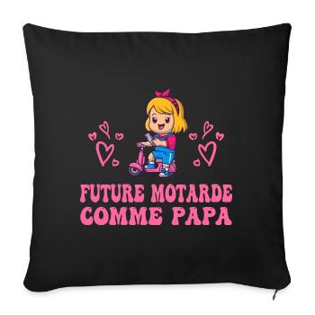 Future Motarde comme Papa - Housse de coussin décorative 45 x 45 cm - noir - Devant