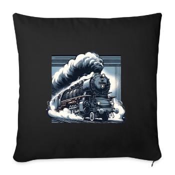 La puissance de la vapeur - Graphique d’une locomotive à vapeur - Housse de coussin décorative 45 x 45 cm - noir - Devant