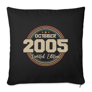 Né en octobre 2005 Retro Anniversaire Octobre 2005 - Housse de coussin décorative 45 x 45 cm - noir - Devant
