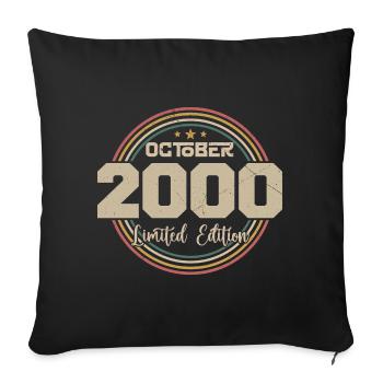 Born in October 2000 Retro Birthday October 2000 - Sofa pillowcase 17,3'' x 17,3'' (45 x 45 cm) - black - Front