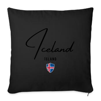 Drapeau de l’Islande, fierté islandaise - Housse de coussin décorative 45 x 45 cm - noir - Devant