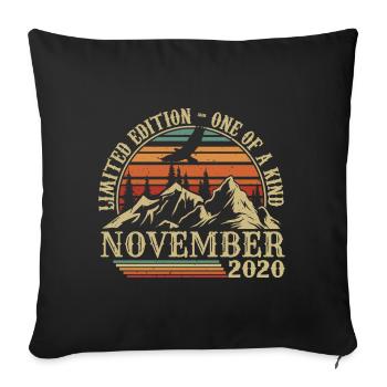 Born in November 2020 - Birthday November 2020 - Sofa pillowcase 17,3'' x 17,3'' (45 x 45 cm) - black - Front