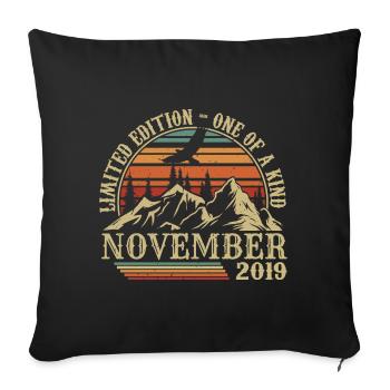 Born in November 2019 - Birthday November 2019 - Sofa pillowcase 17,3'' x 17,3'' (45 x 45 cm) - black - Front