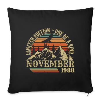 Né en Novembre 1988 - Anniversaire Novembre 1988 - Housse de coussin décorative 45 x 45 cm - noir - Devant
