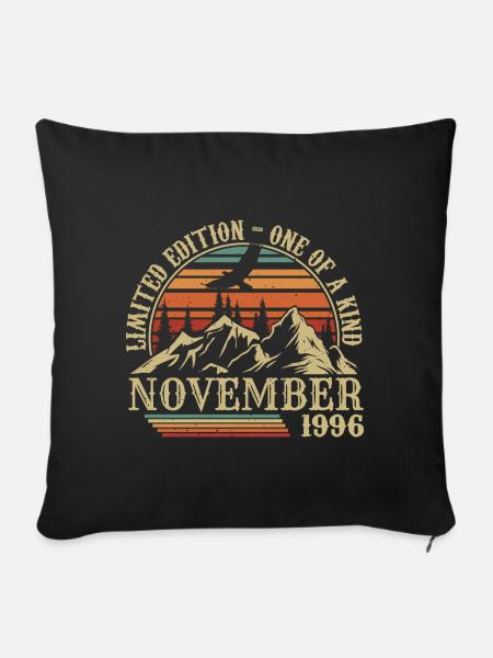 geboren im November 1996 - Geburtstag im November 1996 - Sofakissenbezug 45 x 45 cm - Schwarz