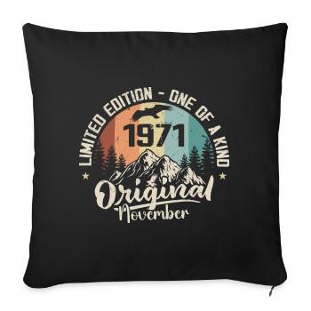 Original Novembre 1971 Anniversaire Novembre 1971 - Housse de coussin décorative 45 x 45 cm - noir - Devant