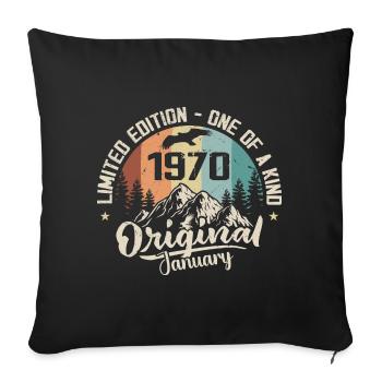 January 1970 Original 55 Year Anniversary Gift - Sofa pillowcase 17,3'' x 17,3'' (45 x 45 cm) - black - Front