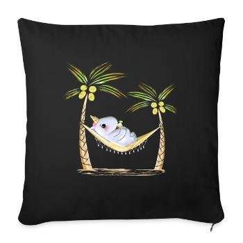 Funny Unicorn In Hammock Drinking Cocktail Gift - Sofa pillowcase 17,3'' x 17,3'' (45 x 45 cm) - black - Front